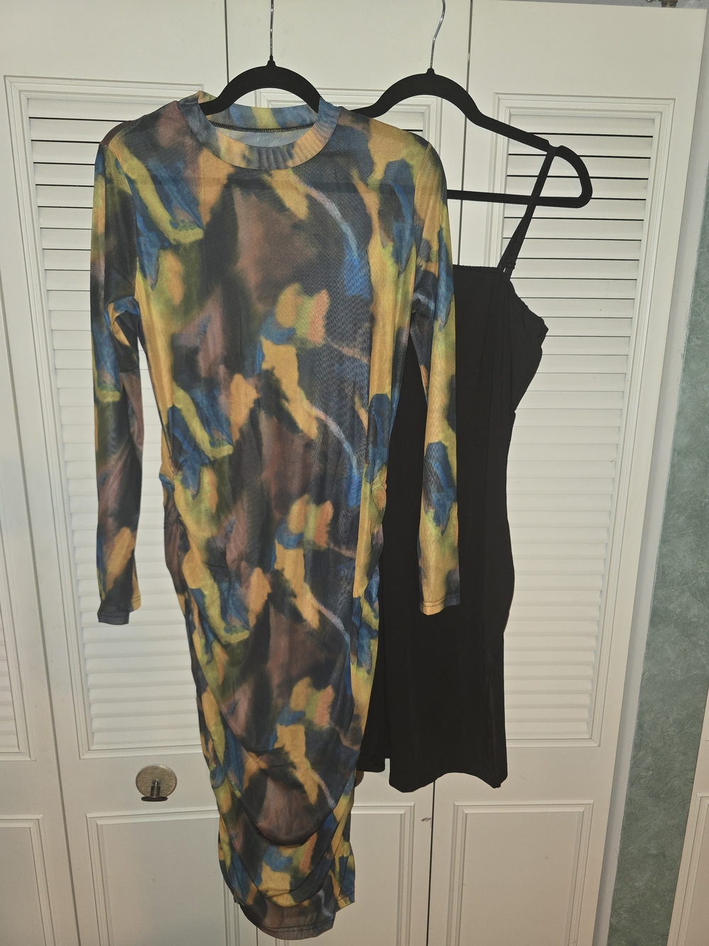 Multicolor Abstract Print Long Sleeve Bodycon Dress - Women